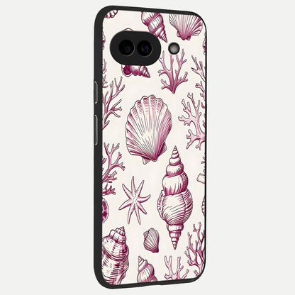  Pink Shells Outline back cover for Google Pixel 10A slim fit glass case with vibrant aesthetic design