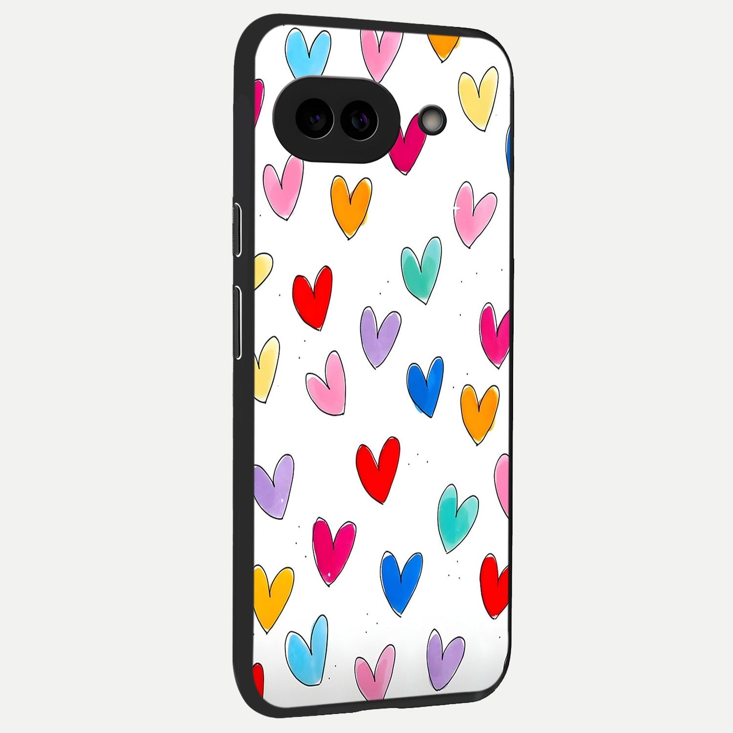  Playful Love Doodles back cover for Google Pixel 10A slim fit glass case with vibrant aesthetic design