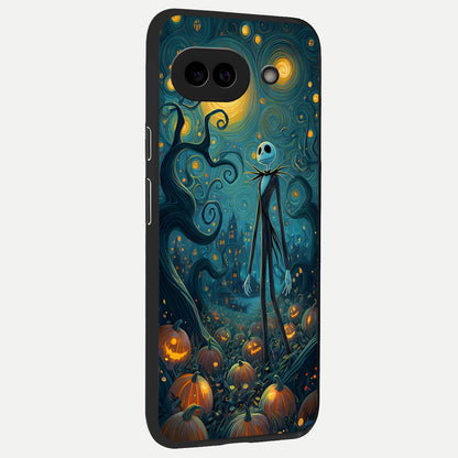  Pumpkin Moon Night back cover for Google Pixel 10A slim fit glass case with vibrant aesthetic design