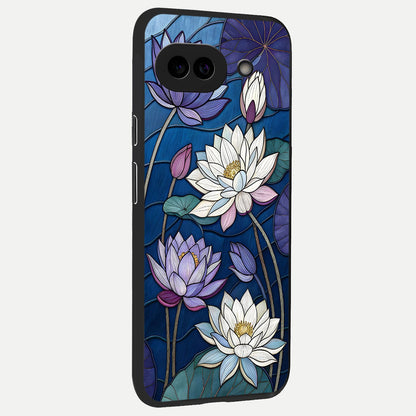  Purple Lotus Stained back cover for Google Pixel 10A slim fit glass case with vibrant aesthetic design