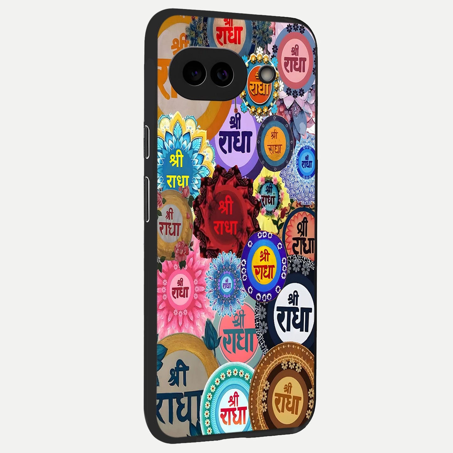  Radha Divine Bloom back cover for Google Pixel 10A slim fit glass case with vibrant aesthetic design