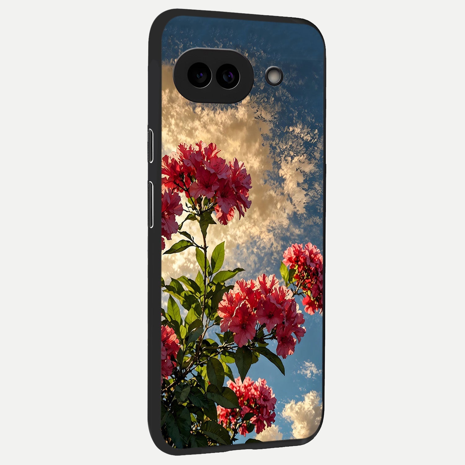 Red Bloom Skies back cover for Google Pixel 10A slim fit glass case with vibrant aesthetic design