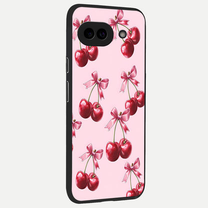 Red Cherries Pattern back cover for Google Pixel 10A slim fit glass case with vibrant aesthetic design