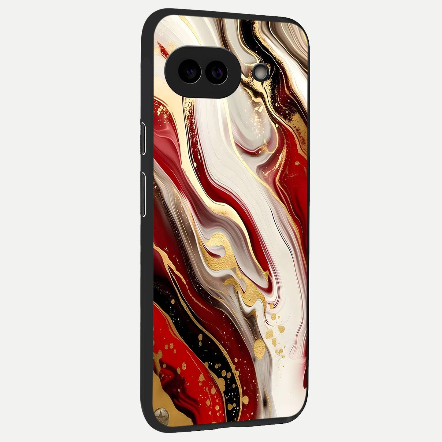  Red And White Marble back cover for Google Pixel 10A slim fit glass case with vibrant aesthetic design