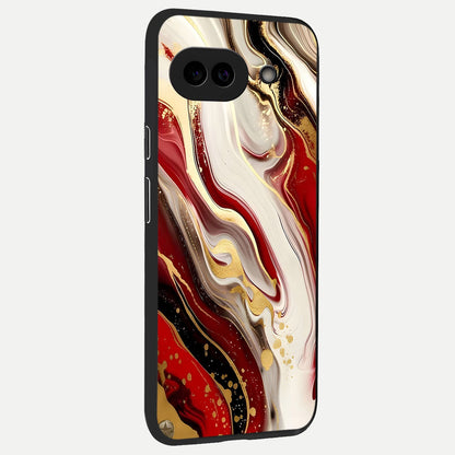  Red And White Marble back cover for Google Pixel 10A slim fit glass case with vibrant aesthetic design