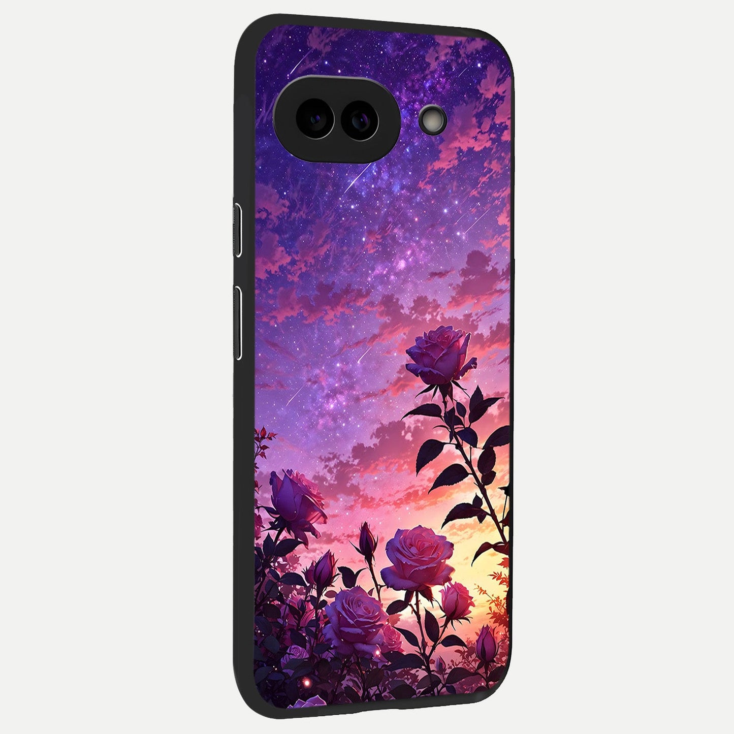  Starlit Rose Twilight back cover for Google Pixel 10A slim fit glass case with vibrant aesthetic design