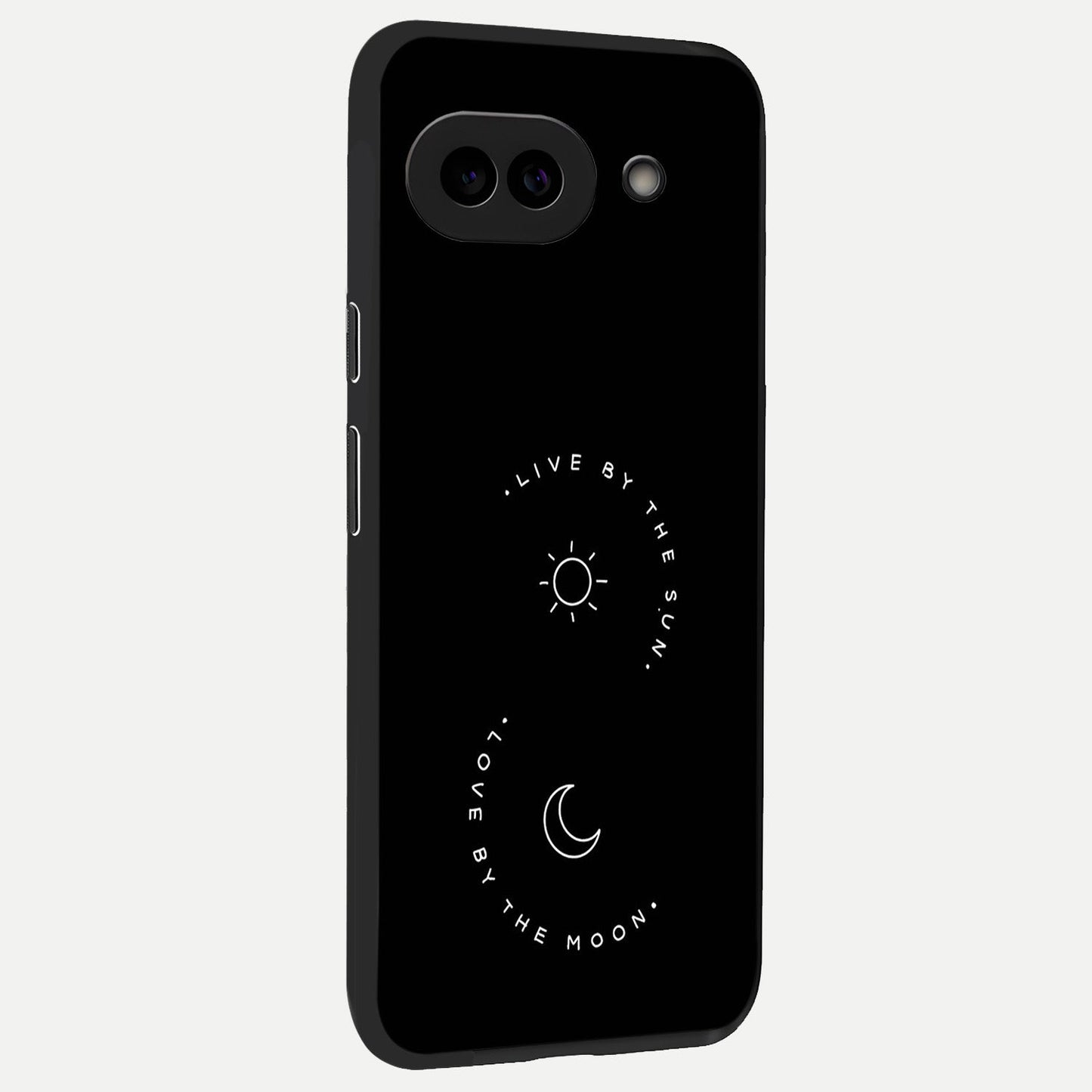  Sun Moon Balance back cover for Google Pixel 10A slim fit glass case with vibrant aesthetic design