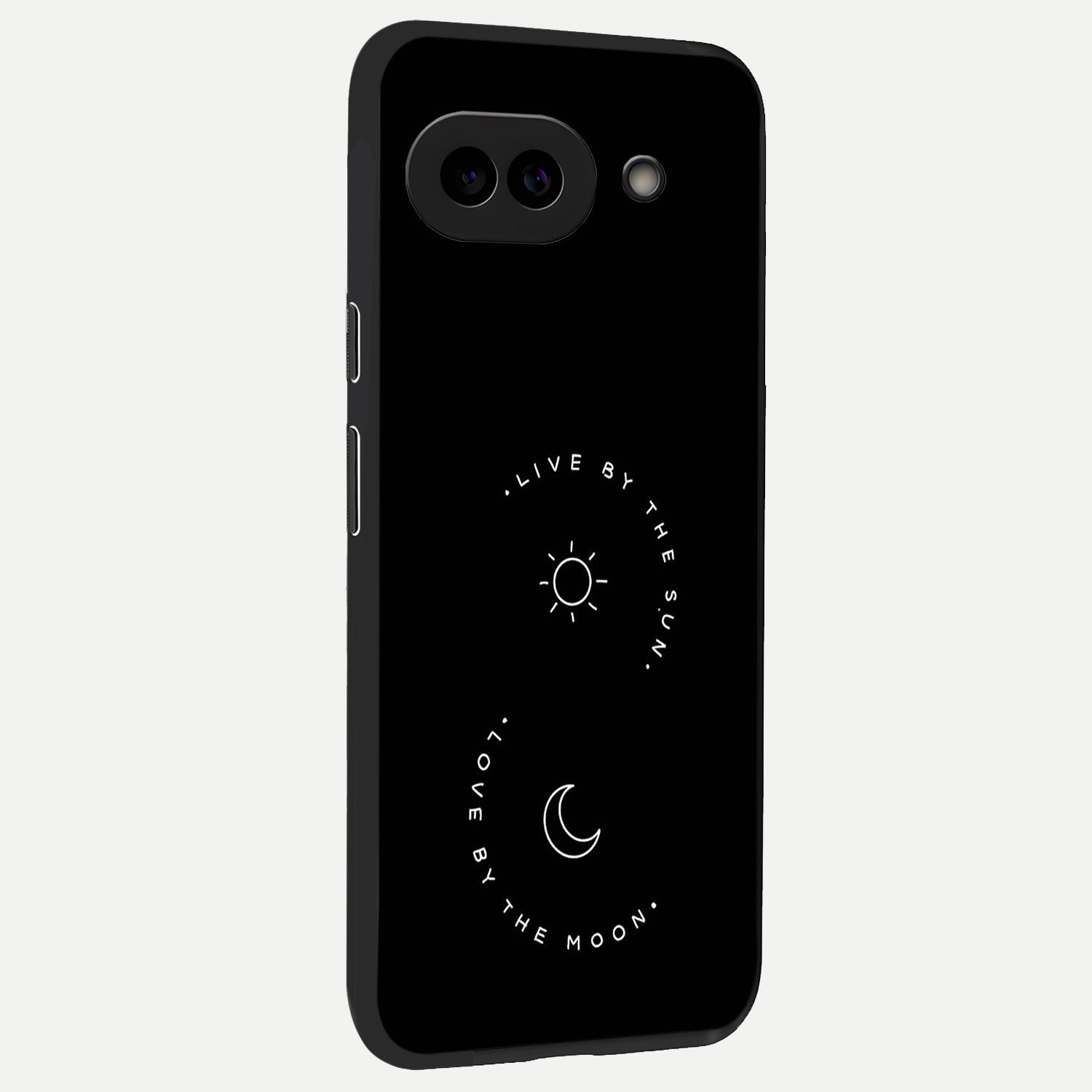  Sun Moon Balance back cover for Google Pixel 10A slim fit glass case with vibrant aesthetic design