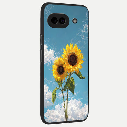  Sunflower Sky Bloom back cover for Google Pixel 10A slim fit glass case with vibrant aesthetic design