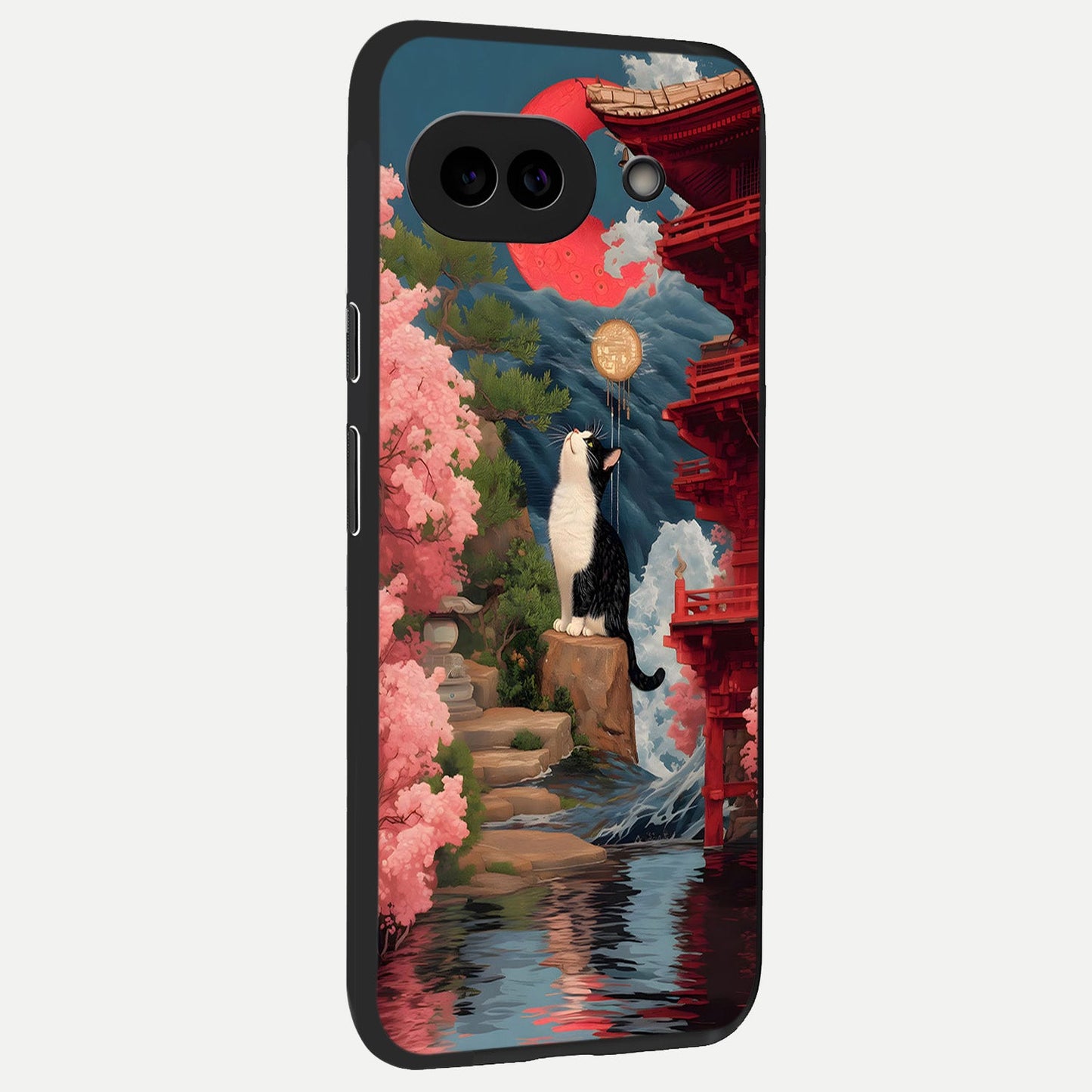  Temple Cat Scenery back cover for Google Pixel 10A slim fit glass case with vibrant aesthetic design