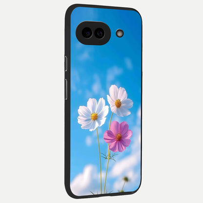  Tripple Flowers With Sky back cover for Google Pixel 10A slim fit glass case with vibrant aesthetic design
