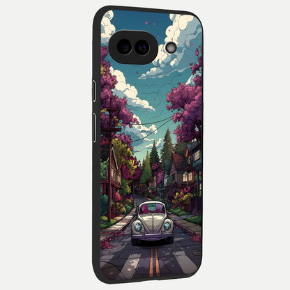  Vintage Street Drive back cover for Google Pixel 10A slim fit glass case with vibrant aesthetic design