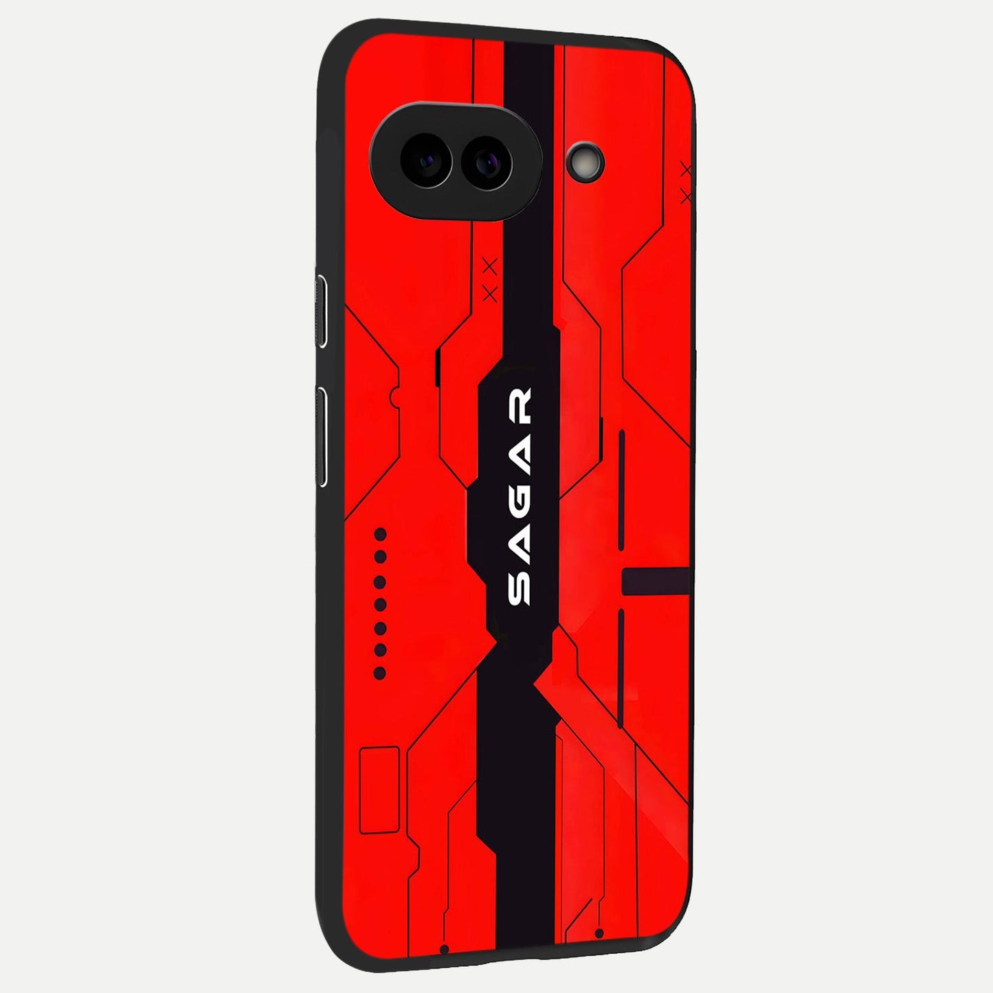  Voltage Rise CYBERPUNK Custom Name back cover for Google Pixel 10A slim fit personalized glass case with bold cyberpunk design