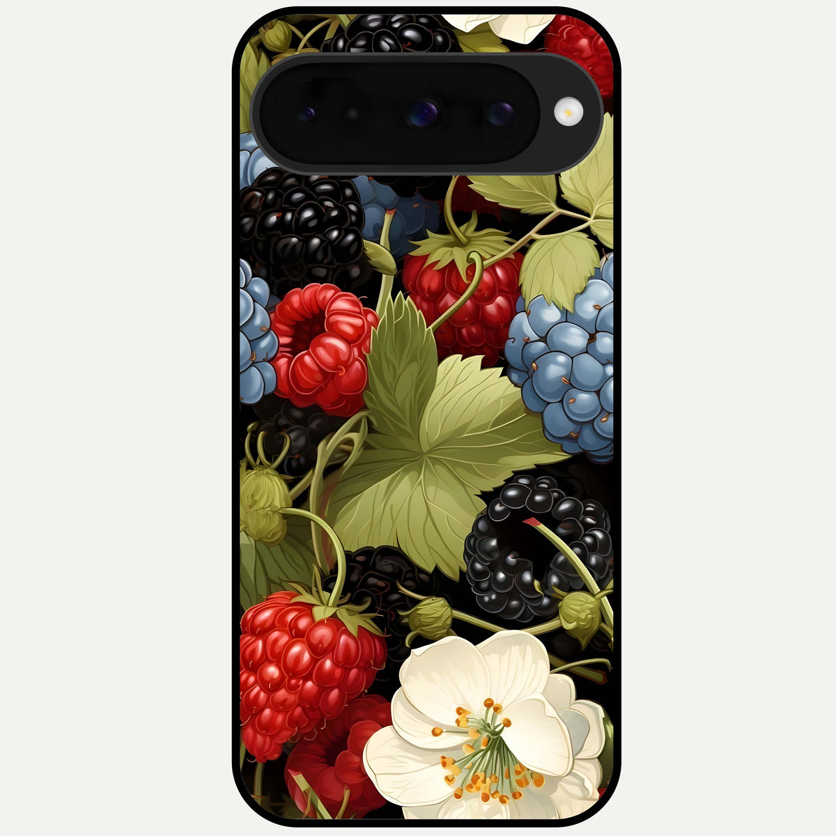  Berry Bloom Charm Glass Case For Google Pixel 10 back cover – full design glossy printed glass finish