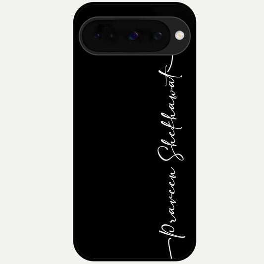  Black Tune Custom Name Glass Case For Google Pixel 10 back cover – full design glossy printed glass finish