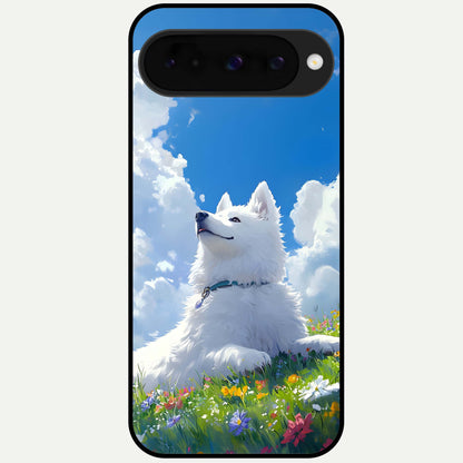  Blissful Cloud Pup Glass Case For Google Pixel 10 back cover – full design glossy printed glass finish