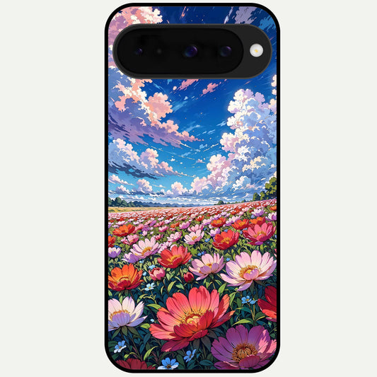  Blossom Sky Field Glass Case For Google Pixel 10 back cover – full design glossy printed glass finish
