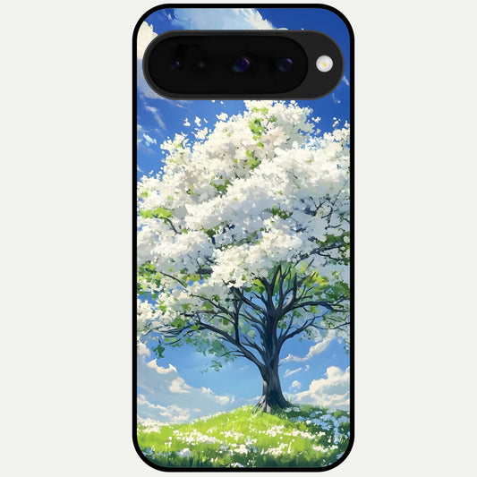  Blossom Sky Serenity Glass Case For Google Pixel 10 back cover – full design glossy printed glass finish