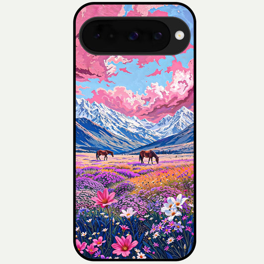  Blossom Valley Dream Glass Case For Google Pixel 10 back cover – full design glossy printed glass finish