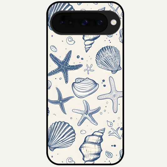  Blue Ocean Outline Glass Case For Google Pixel 10 back cover – full design glossy printed glass finish