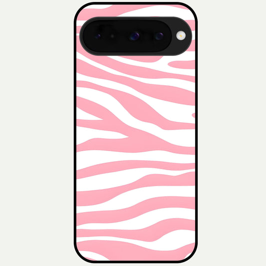  Blush Zebra Flow Glass Case For Google Pixel 10 back cover – full design glossy printed glass finish