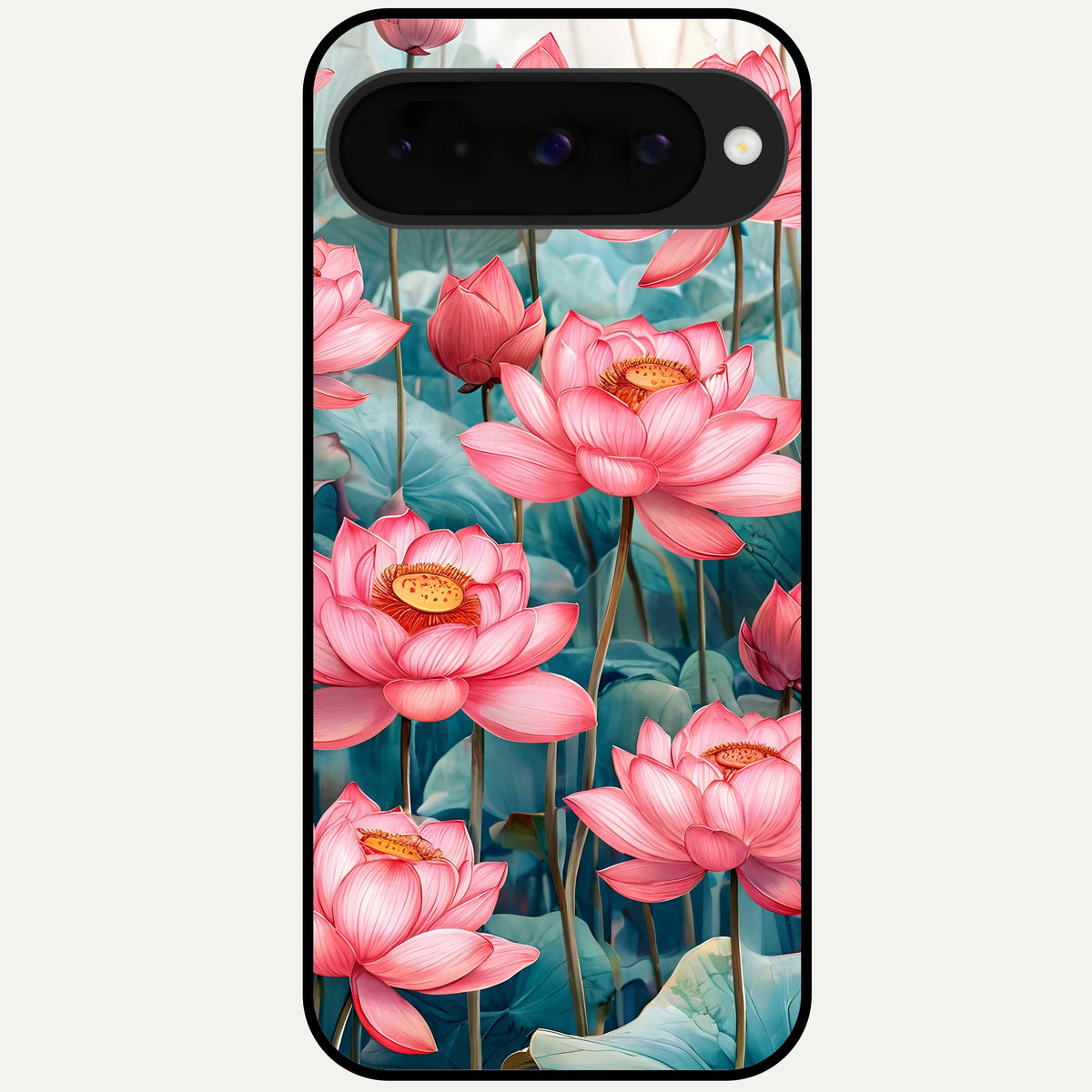  Celestial Pink Lotus Glass Case For Google Pixel 10 back cover – full design glossy printed glass finish