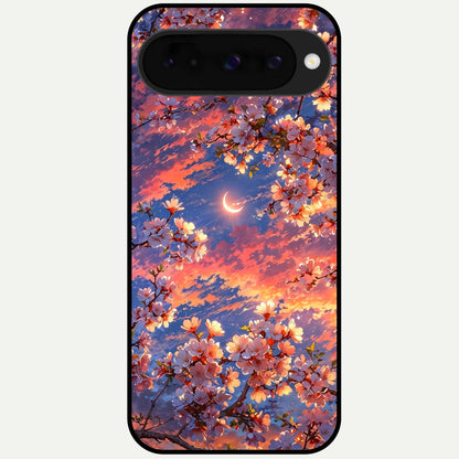  Celestial Sakura Sunset Glass Case For Google Pixel 10 back cover – full design glossy printed glass finish