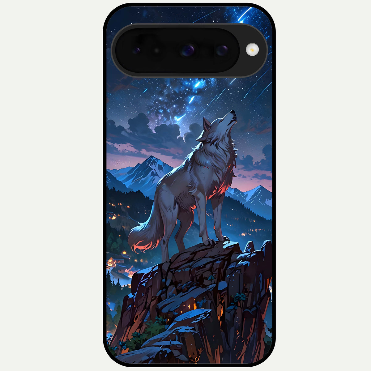  Celestial Wolf Howl Glass Case For Google Pixel 10 back cover – full design glossy printed glass finish