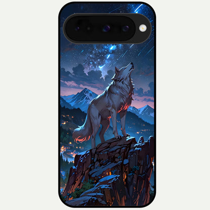  Celestial Wolf Howl Glass Case For Google Pixel 10 back cover – full design glossy printed glass finish