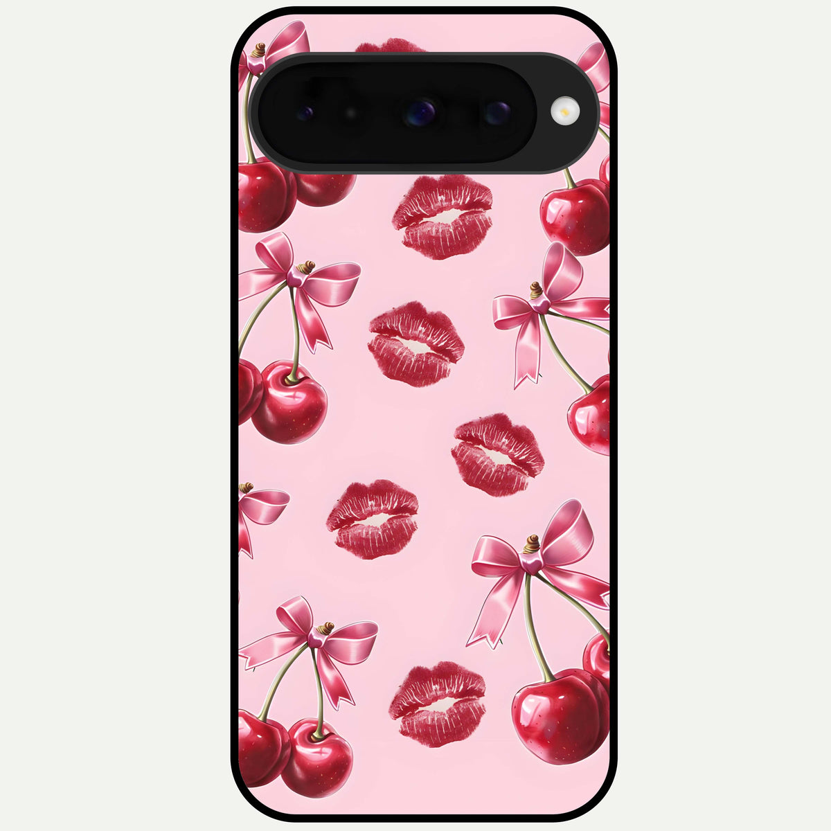  Cherry With Lips Glass Case For Google Pixel 10 back cover – full design glossy printed glass finish
