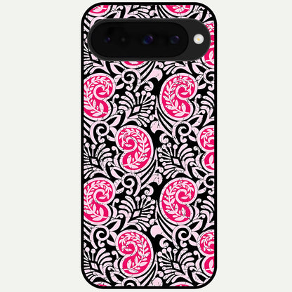  Crimson Paisley Charm Glass Case For Google Pixel 10 back cover – full design glossy printed glass finish