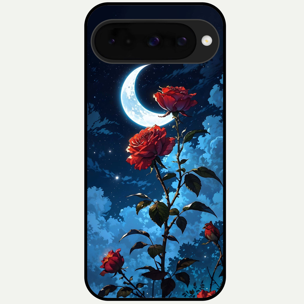  Crimson Rose Moon Glass Case For Google Pixel 10 back cover – full design glossy printed glass finish