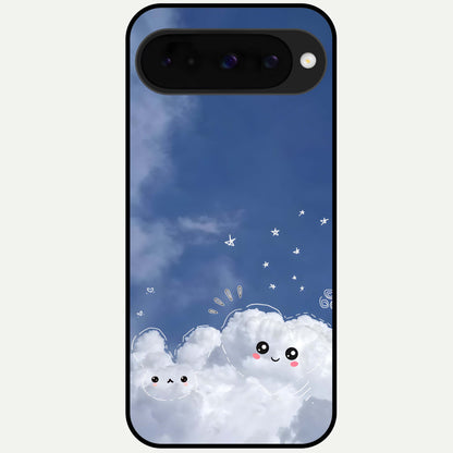  Cute Blossom Cloud Glass Case For Google Pixel 10 back cover – full design glossy printed glass finish
