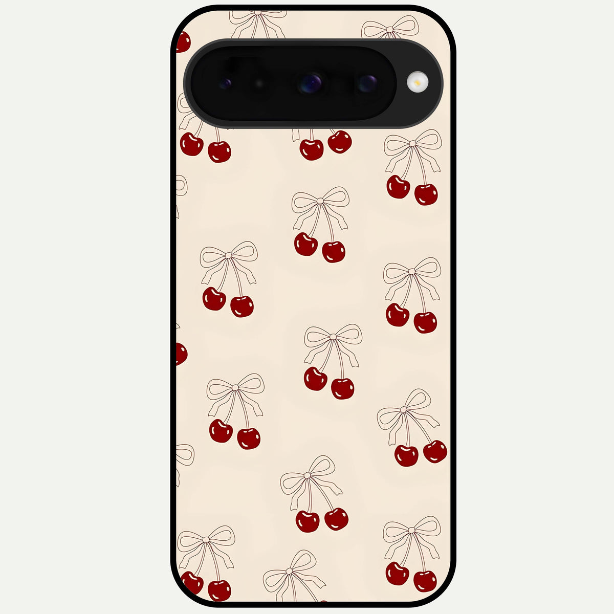  Cute Cherry Pattern Glass Case For Google Pixel 10 back cover – full design glossy printed glass finish