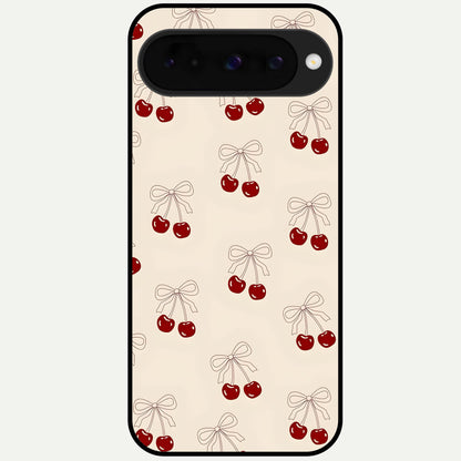  Cute Cherry Pattern Glass Case For Google Pixel 10 back cover – full design glossy printed glass finish
