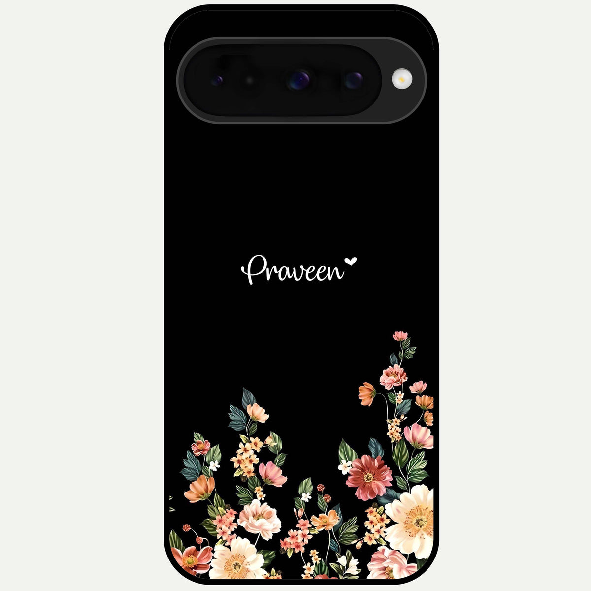  Floral Design Personalized Custom Name Glass Case For Google Pixel 10 back cover – full design glossy printed glass finish