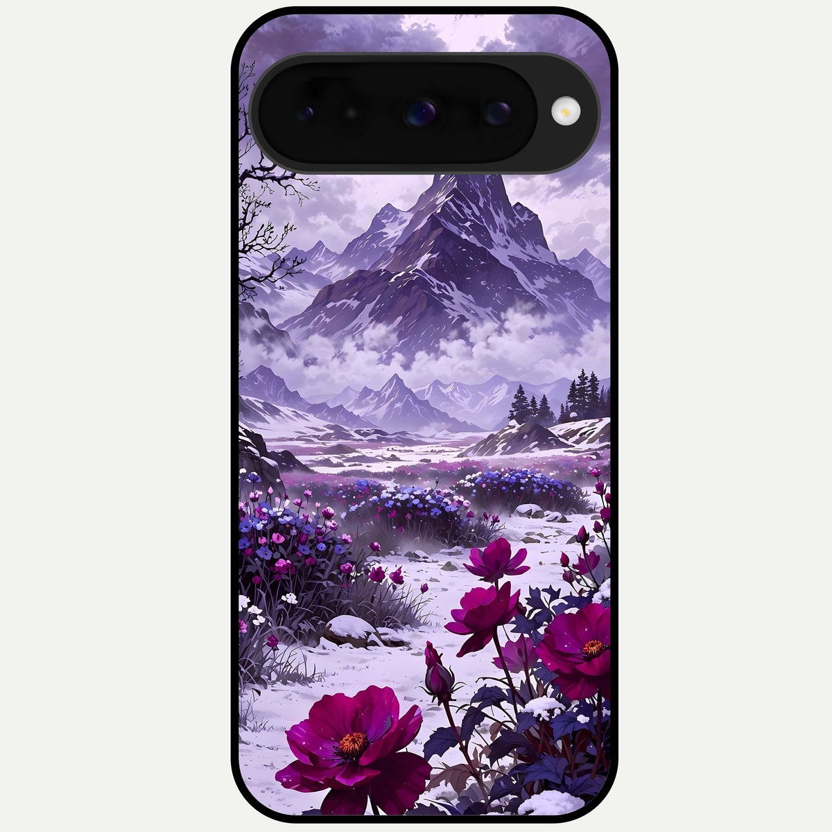  Flower Mountain View Glass Case For Google Pixel 10 back cover – full design glossy printed glass finish
