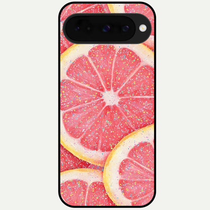  Glitter Grapefruit Glass Case For Google Pixel 10 back cover – full design glossy printed glass finish