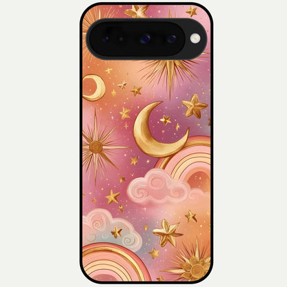  Golden Celestial Dreams Glass Case For Google Pixel 10 back cover – full design glossy printed glass finish