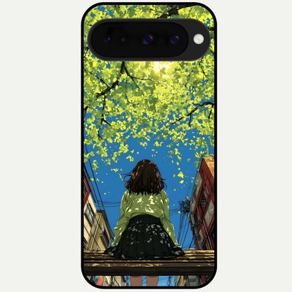  Golden Leaves Glow Glass Case For Google Pixel 10 back cover – full design glossy printed glass finish