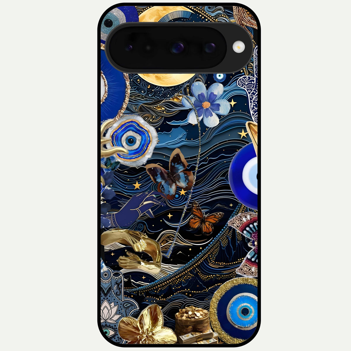  Golden Moon Magic Glass Case For Google Pixel 10 back cover – full design glossy printed glass finish