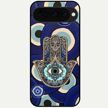  Hamsa Divine Guard Glass Case For Google Pixel 10 back cover – full design glossy printed glass finish