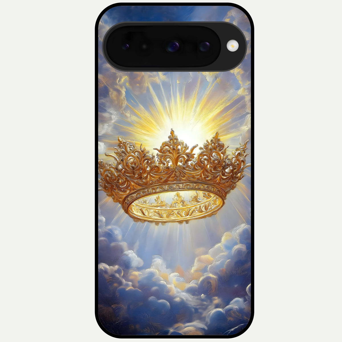  Heavenly Crown Light Glass Case For Google Pixel 10 back cover – full design glossy printed glass finish