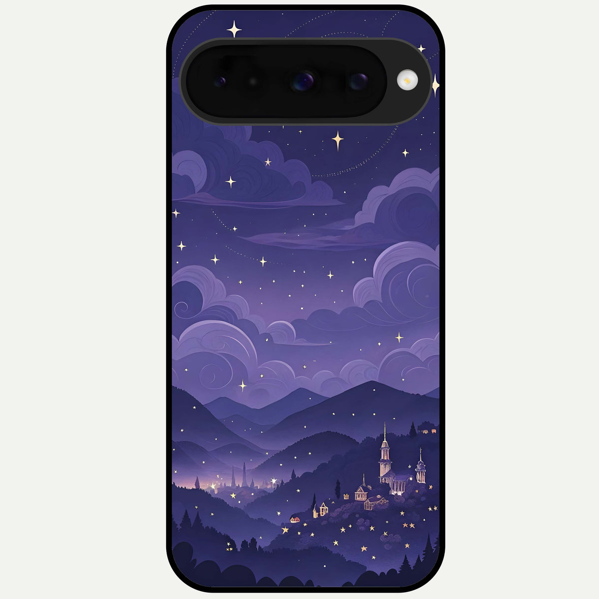  Minimal Night View Glass Case For Google Pixel 10 back cover – full design glossy printed glass finish