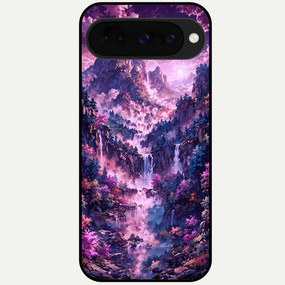 Mystic Cascade Peaks Glass Case For Google Pixel 10 back cover – full design glossy printed glass finish