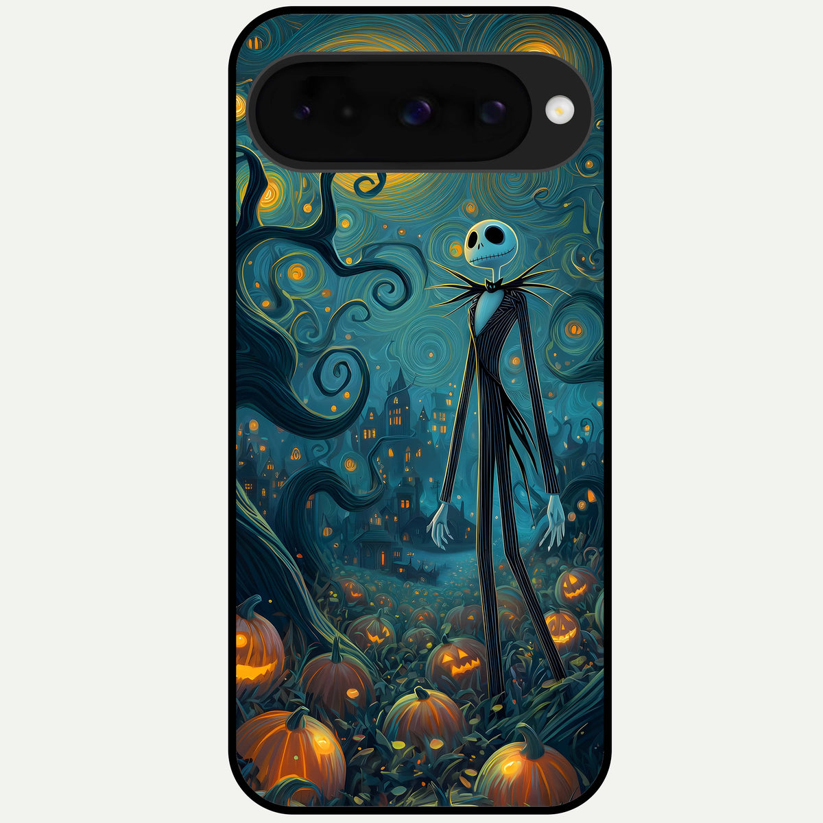  Pumpkin Moon Night Glass Case For Google Pixel 10 back cover – full design glossy printed glass finish