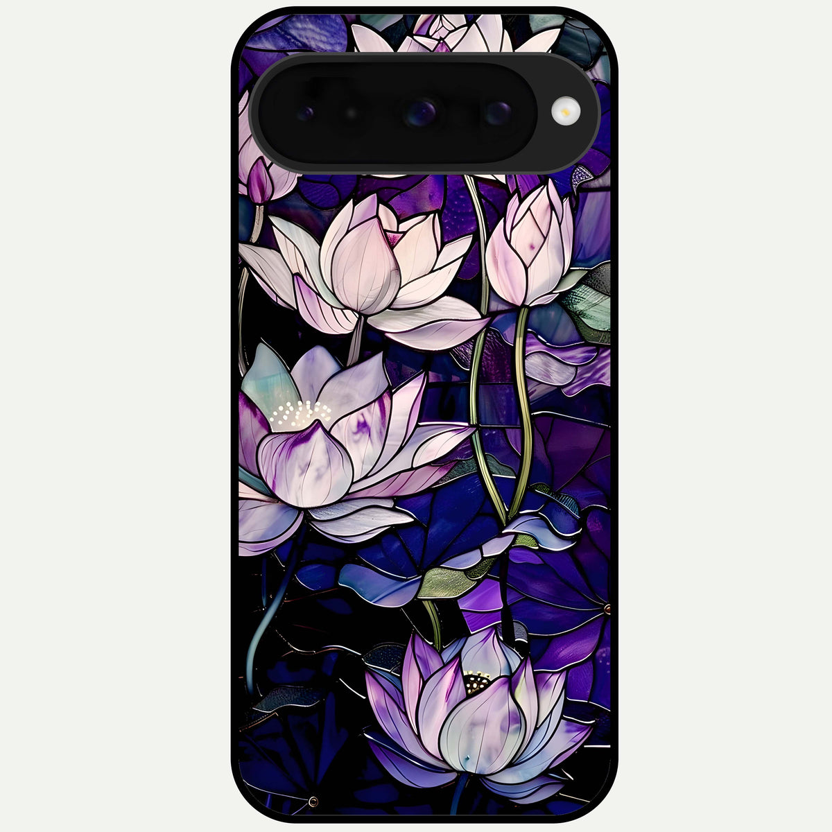  Purple Lotus Pattern Glass Case For Google Pixel 10 back cover – full design glossy printed glass finish