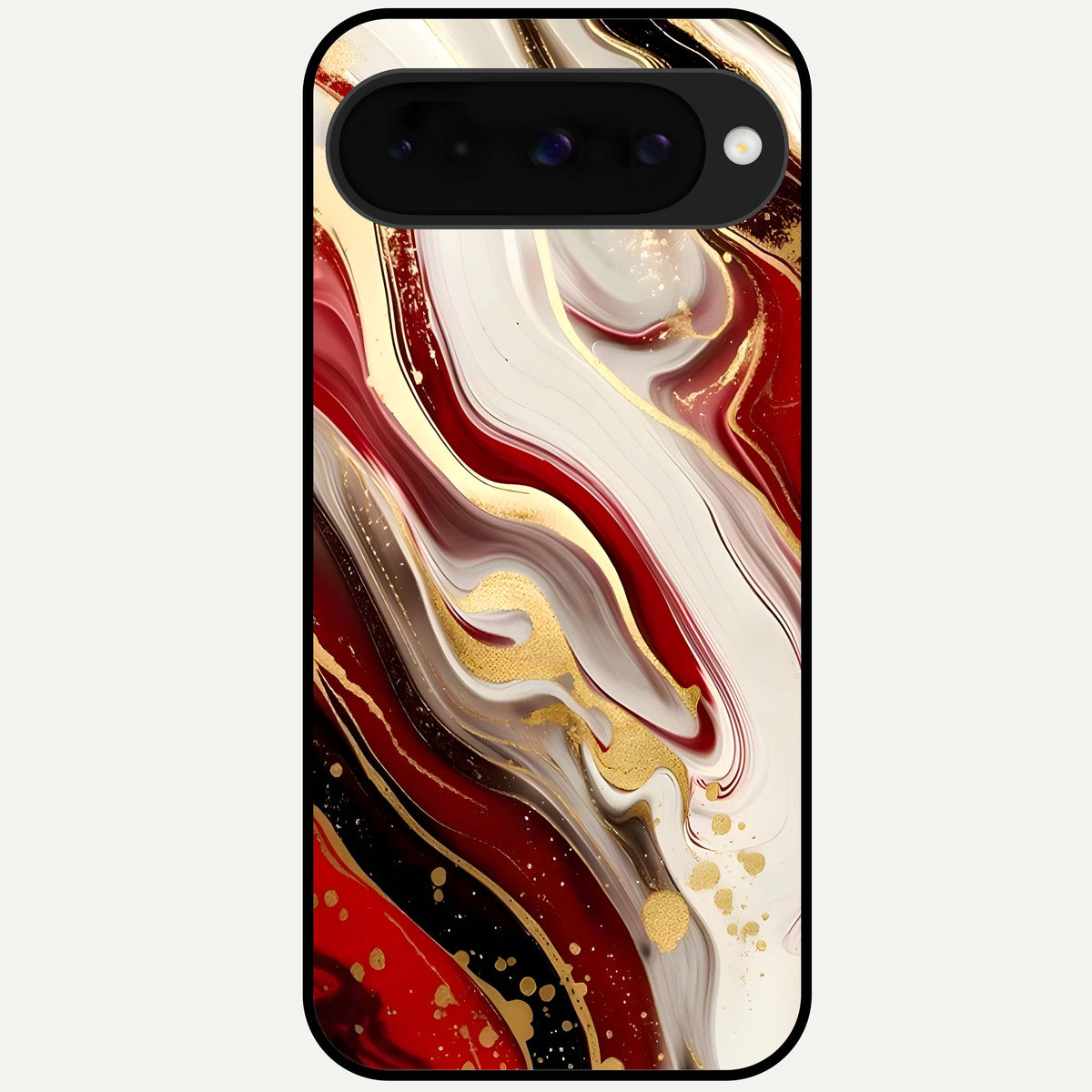  Red And White Marble Glass Case For Google Pixel 10 back cover – full design glossy printed glass finish