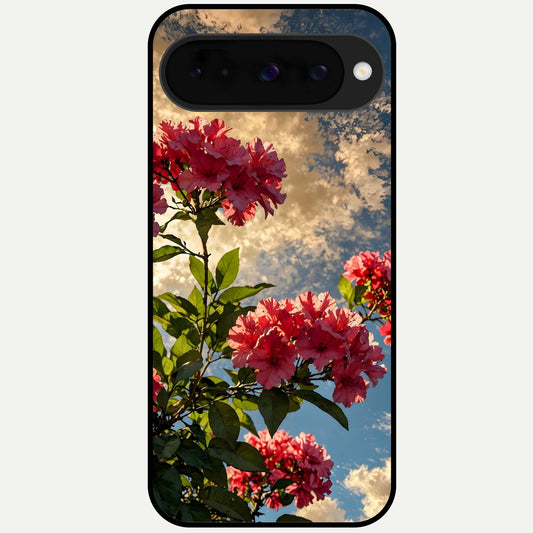  Red Bloom Skies Glass Case For Google Pixel 10 back cover – full design glossy printed glass finish