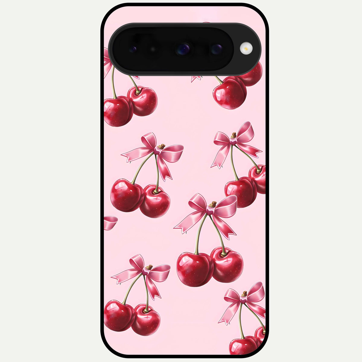  Red Cherries Pattern Glass Case For Google Pixel 10 back cover – full design glossy printed glass finish